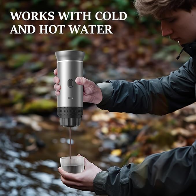 Zcyge 5-CUP Portable Coffee Maker Espresso Machine, Travel Camping Coffee Makers, Mini Battery Portable Espresso Self-Heating Car Coffee Maker With Ground Coffee & NS Capsule