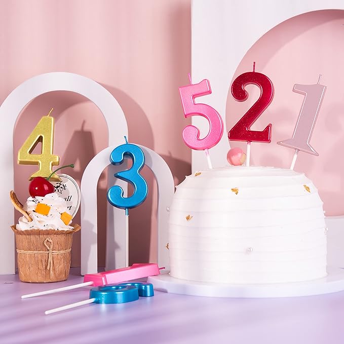 PHD CAKE 2.76 Inch Elegant Pink 1 Number Birthday Candles, Pink Number Candles, Cake Number Candles, Party Celebration