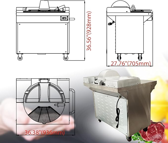 Commercial Meat Bowl Cutter Mixer with Wheels, 24L Heavy Duty Food Processor, 24.8" Bowl, 6 Blads, 1500W 661 LB/h Electric Food Chopperfor Restaurants & Kitchens
