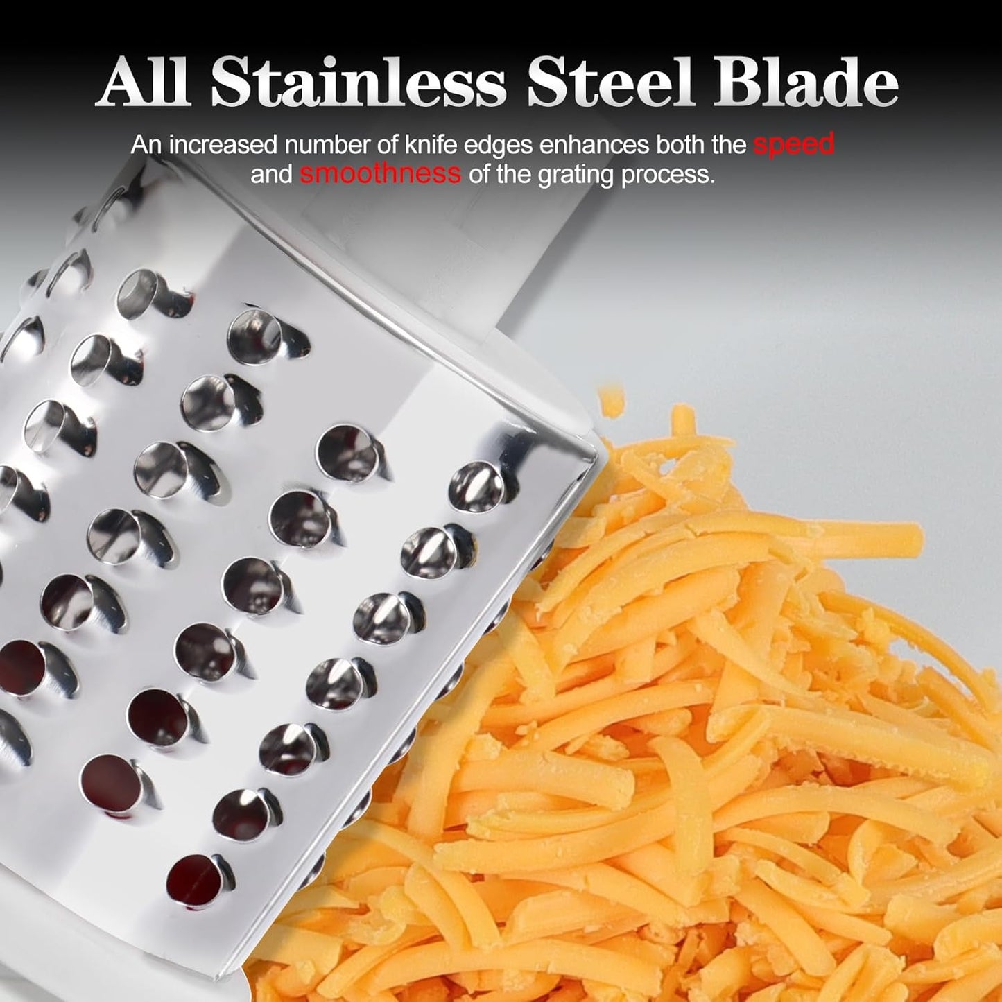 Ourokhome Rotary Cheese Grater Hand Crank, Kitchen Shredder Speed Mandolin Slicer Nuts Grinder with Handle and Drum Blades for Cheese, Vegetable, Walnut, Chocolate, Potato, Carrot, 3 Blades, Black
