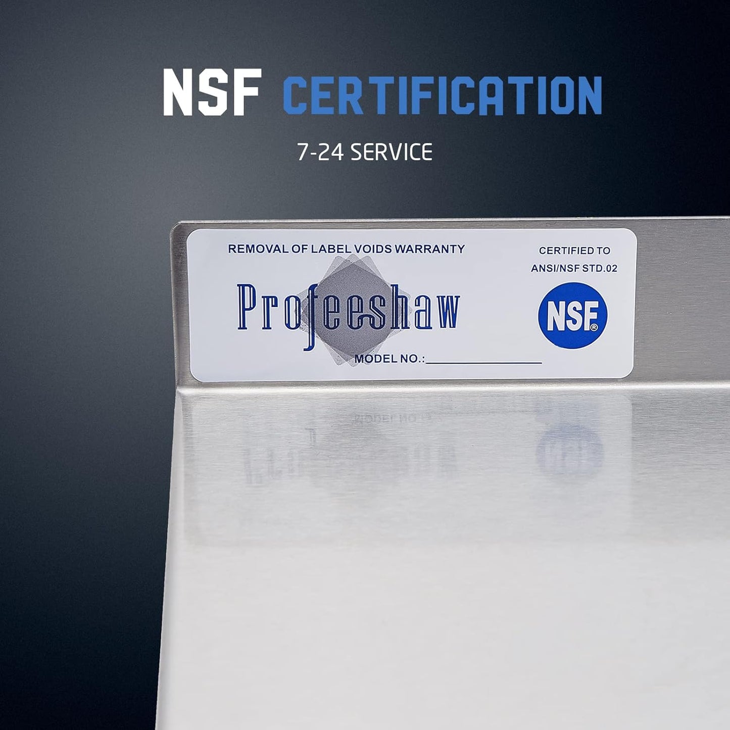 Profeeshaw NSF Stainless Steel Shelf 18” x 72”, 500 lb Commercial Shelves Wall Mounted Metal Shelving with Backsplash and 2 Brackets for Restaurant, Bar, Utility Room, Kitchen and Garage