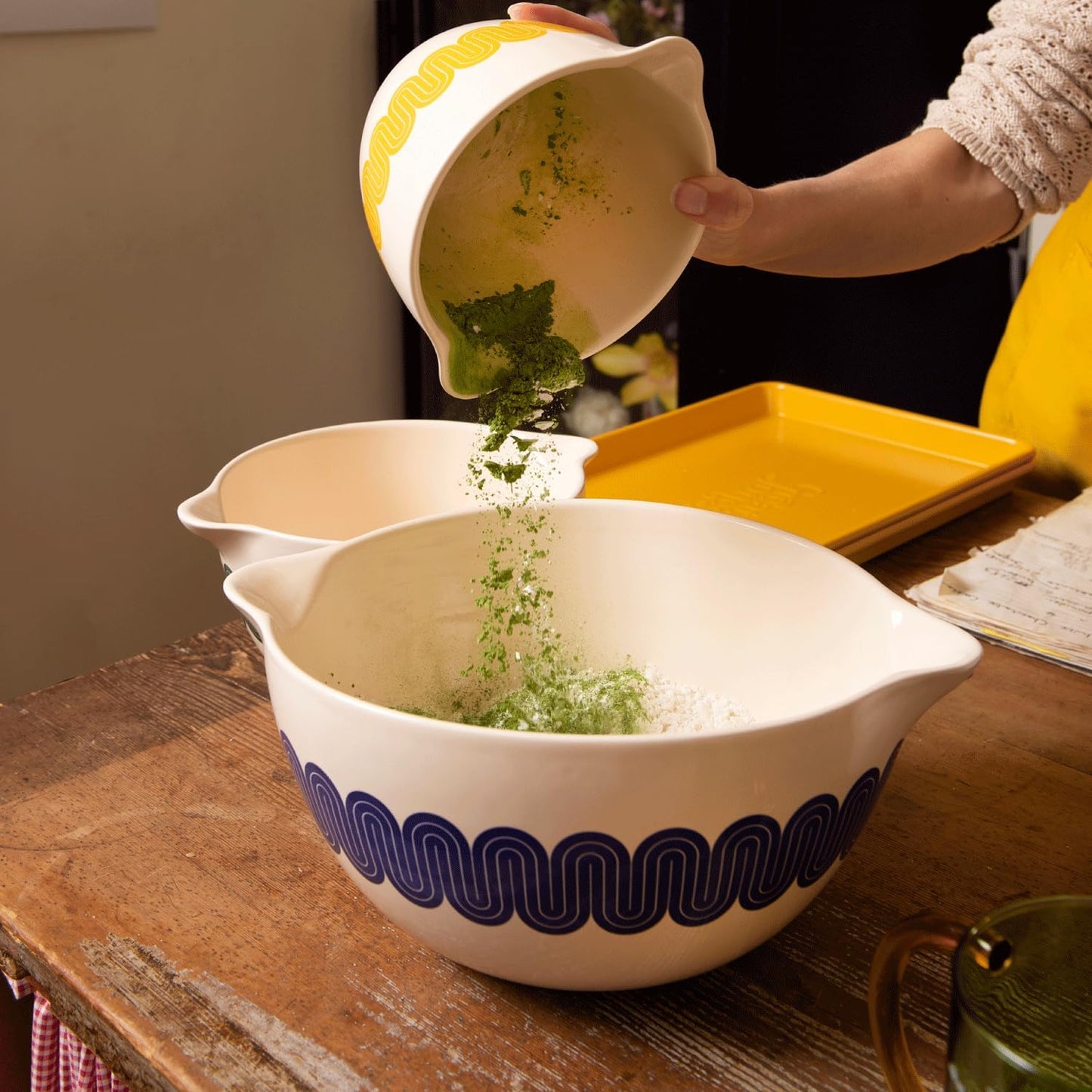Great Jones Stir Crazy (Classic) | 3-Piece Stackable Ceramic Mixing Bowl Set | Dishwasher, Freezer & Microwave-Safe | Perfect for Baking, Serving & Mixing | Nesting Design for Easy Storage