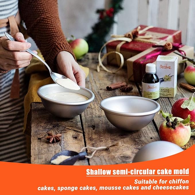 6 Inch Dome Cake Pan - Football Shaped, Sphere Cake Pan, Nonstick Anodized Aluminum, Baking Tools of Ball Pan for Birthday, Wedding Anniversary, Send Goods from Local