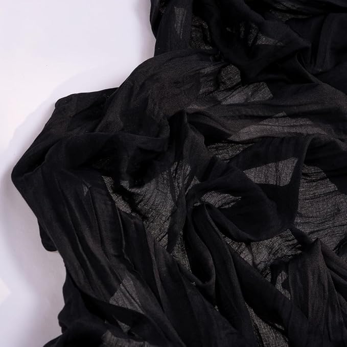 Black Cheesecloth Table Runner Christmas Table Runner 120 Inches Boho Gauze Cheese Cloth Table Decor for Xmas Holiday Season Wedding Bridal Baby Shower Party Decor