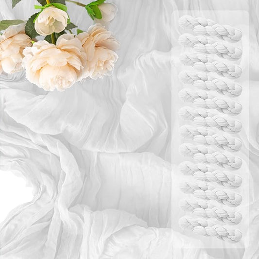 12 Pack White Table Runner 10FT Cheesecloth Table Runner 21 x 120 inch Boho Gauze Cheese Cloth Table Runners Rustic Sheer Table Runners for Party Wedding Bridal Baby Shower Christmas Table Decor