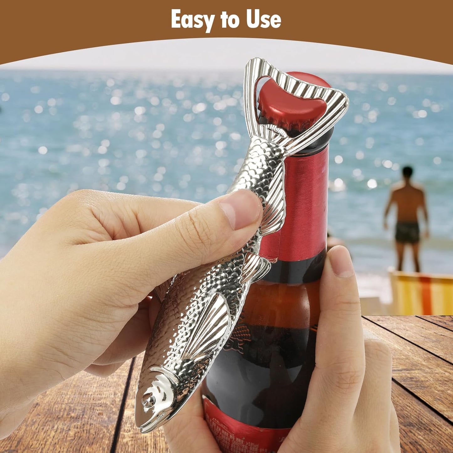 Fish Gifts for Men Fish Beer Bottle Opener, Fishing Gift for Fathers Day Birthday Christmas Valentine Gift for Him Dad Husband Grandpa