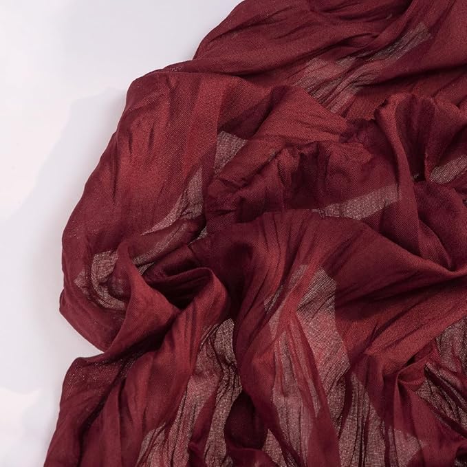 Burgundy Red Cheesecloth Table Runner 4 Pack Christmas Red Table Runners Boho Gauze 120 Inches Cheese Cloth Table Decor for Xmas Holiday Season Parties Weddings Candlelight Dinner