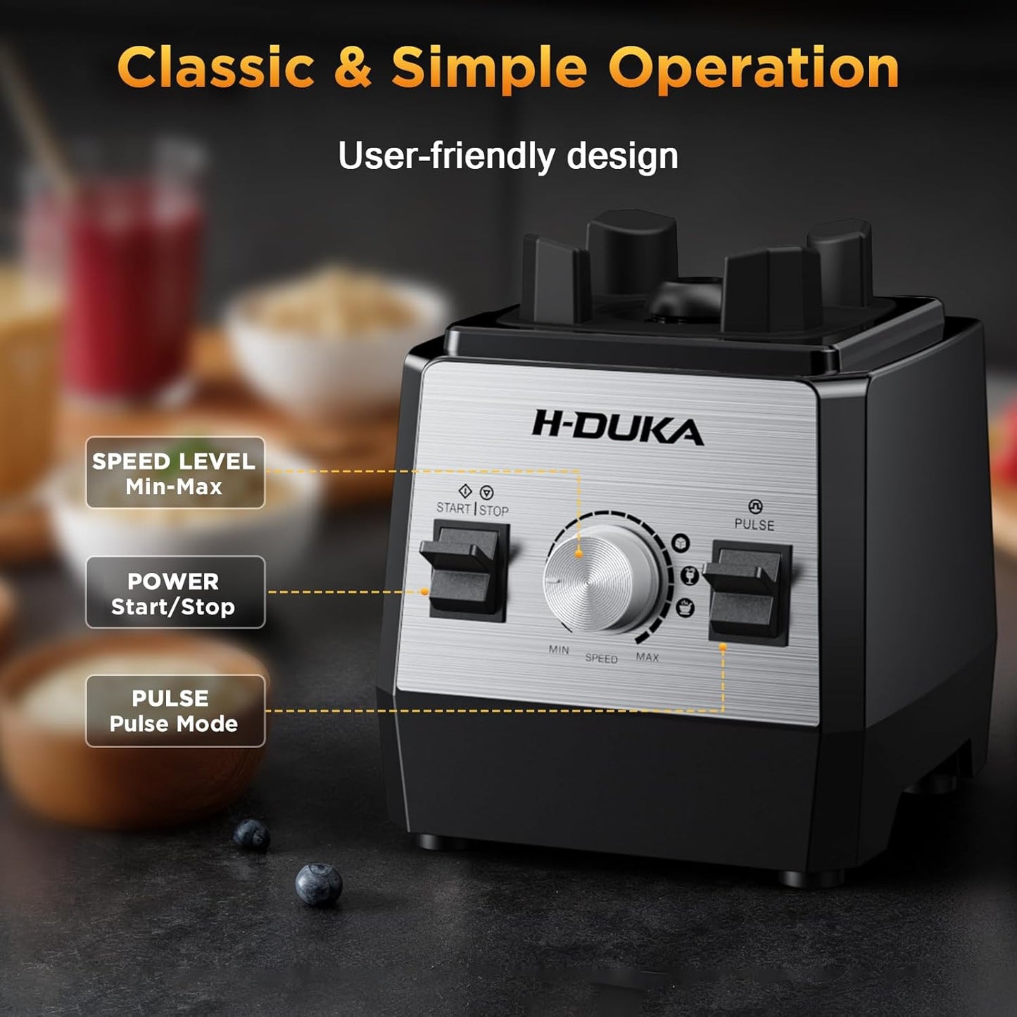 Smoothie Blender for Smoothies 1400 Watt High Speed Compact Blender 60oz Capacity BPA Free Countertop Blenders for Kitchen for Ice Crushing Frozen Drinks Puree Protein Shakes