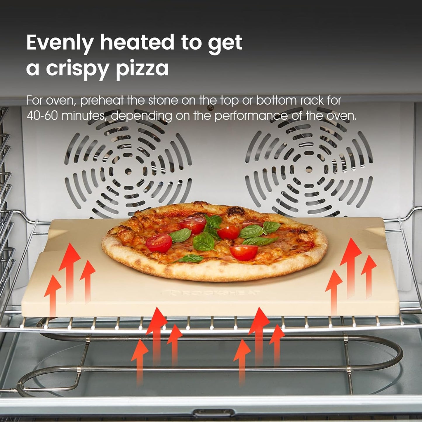 Large Pizza Stone, 16"x14" Rectangular Pizza Stone for Oven Grill BBQ, Baking Stone for Pizza Bread, Unique Built-in 4 Handles Cooking Stone