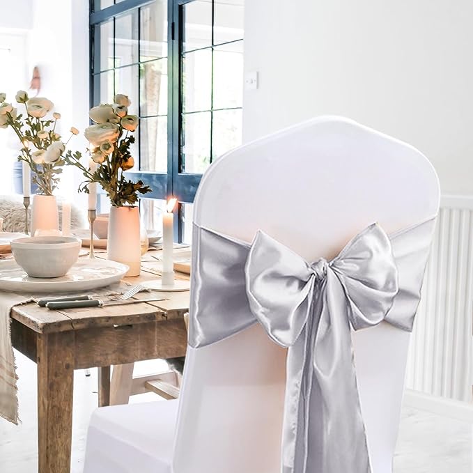 10 Pack Silver Table Runner 12 X 108 Inch Silk Table Runner for Party,Wedding, Birthday, Banquets,Decoration