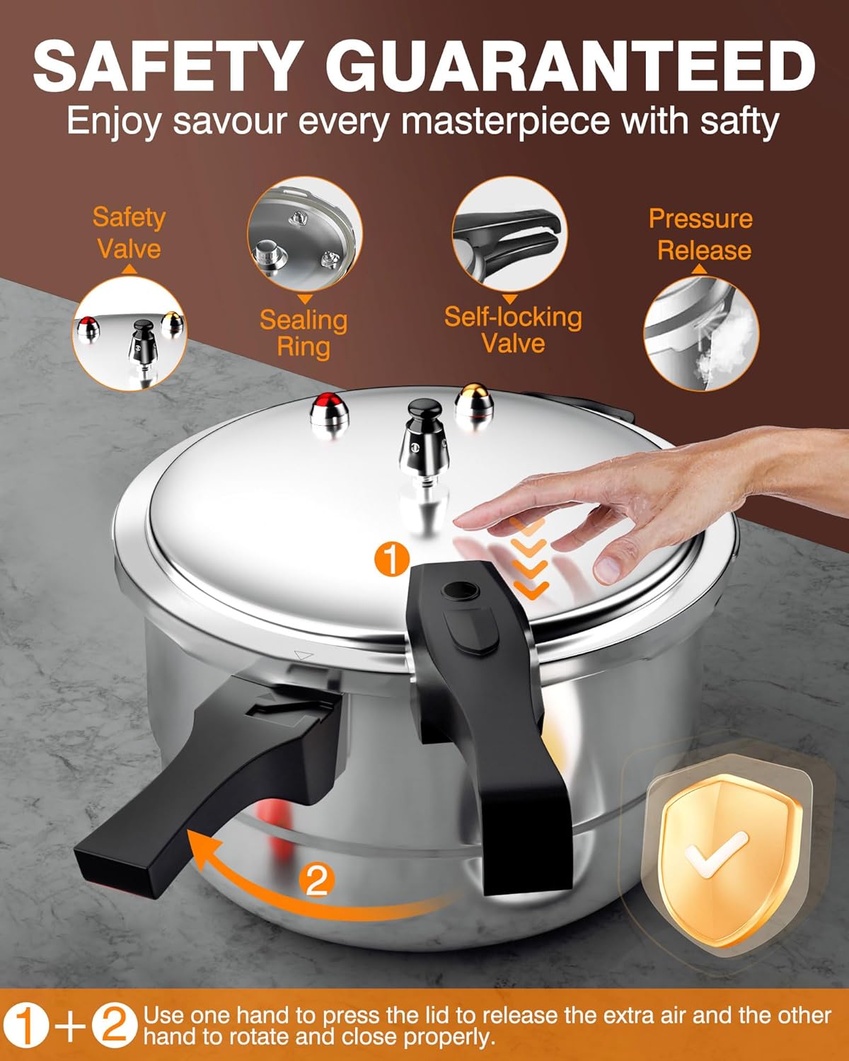 WantJoin 4QT Aluminum Pressure Cooker w/Release Valve & Multiple Protective Devices,Pressure Canner Compatible with Gas & Induction Cooker,Canner Rack Included