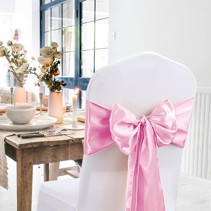 5 Pack Table Runner 12 X 108 Inch Silk Table Runner for Party,Wedding, Birthday, Banquets,Decoration(Pink)