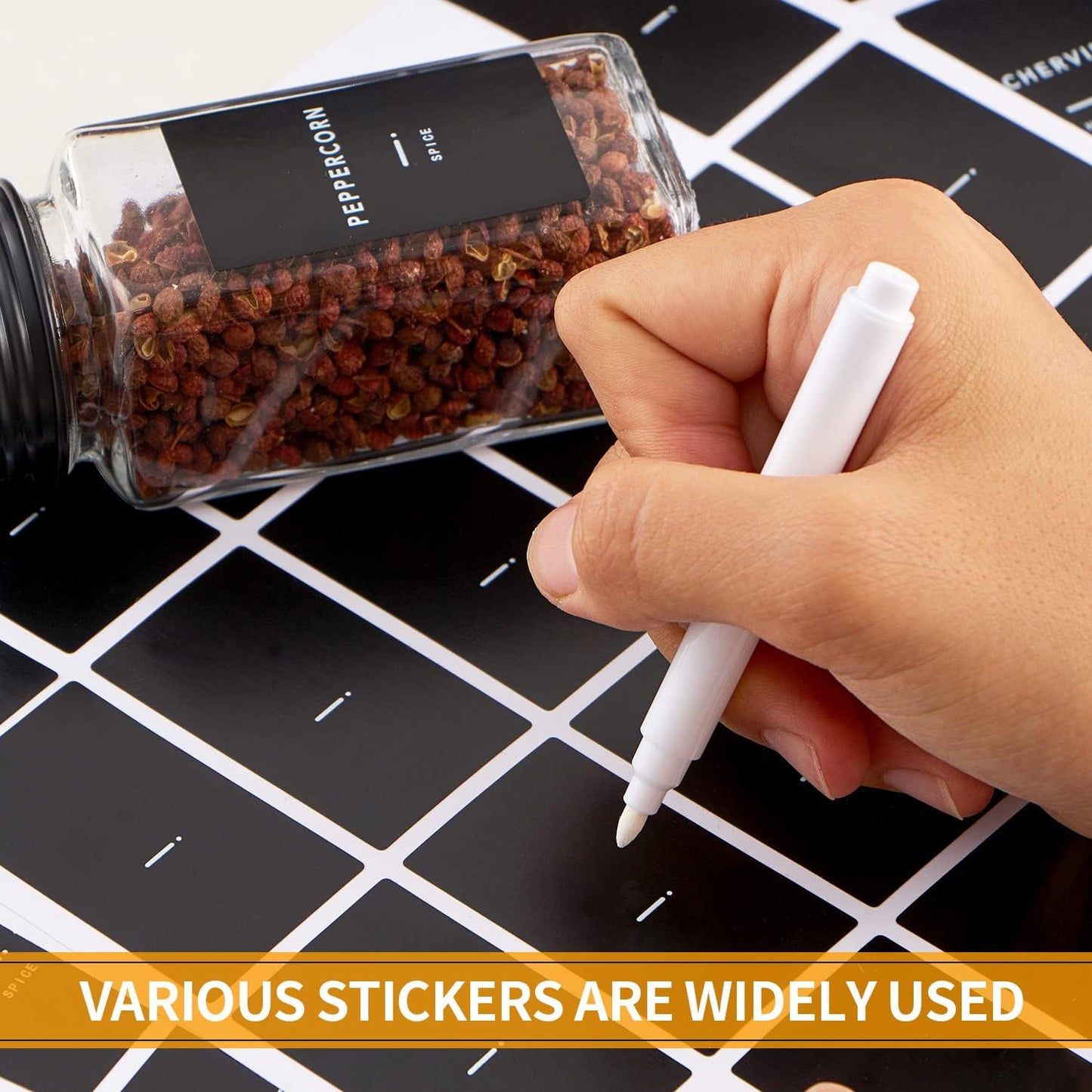 36 Pcs Spice Jars with Label- Glass Spice Jars with Black Metal Caps,Shaker Lids, Funnel, Chalk Pen, Brush,Cleaning Cloth 4oz Seasoning Containers Bottles for Spice Rack, Cabinet, Drawer