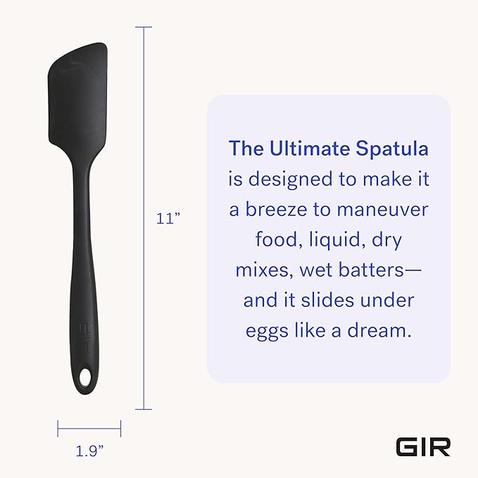 GIR: Get It Right Silicone Kitchen Spatula - Non-toxic Cooking Utensils for Nonstick Cookware, Cooking and Baking, Ultimate - 11IN - Black