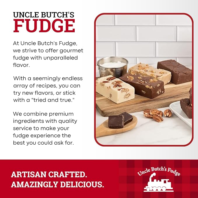 Uncle Butch's Fudge Custom Box - Creamy and Smooth Fudge Sampler - Choose Any 3 Flavors of Delicious & Decadent Fudge (24 oz. (3 Flavors))