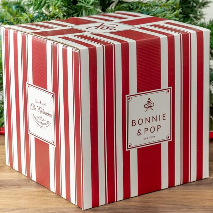 Christmas Popcorn Gift Tin - Gourmet Food Gifts - Plays Music - Chocolate & Popcorn Gift Tin, Holiday Basket - Nutcracker Suite- Bonnie and Pop
