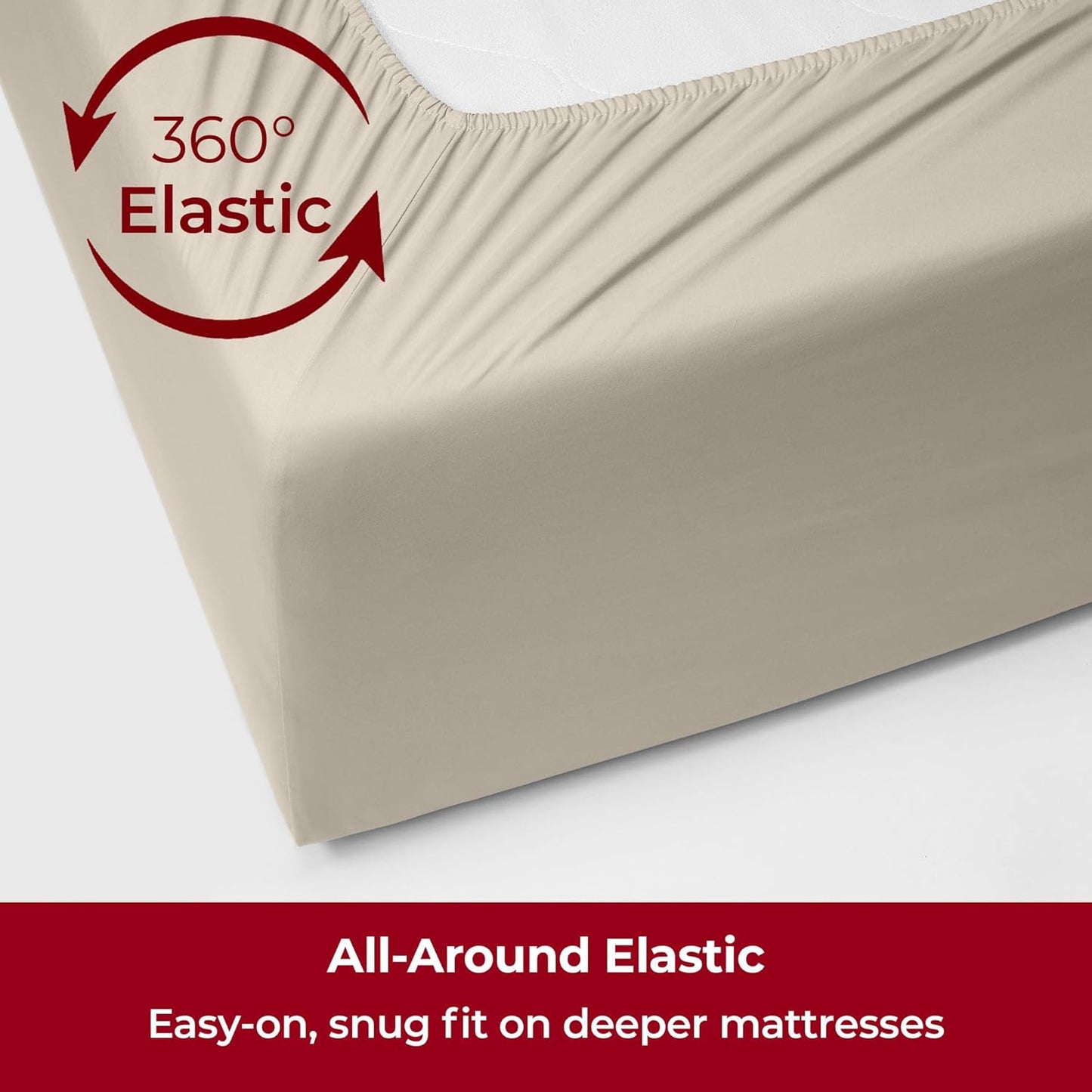 Mellanni Extra Deep King Sheets - 4 PC Iconic Collection Bedding - Hotel Luxury, Ultra Soft, Cooling Bed Sheets - Wrinkle, Fade, Stain Resistant (King, Golden Ivory)