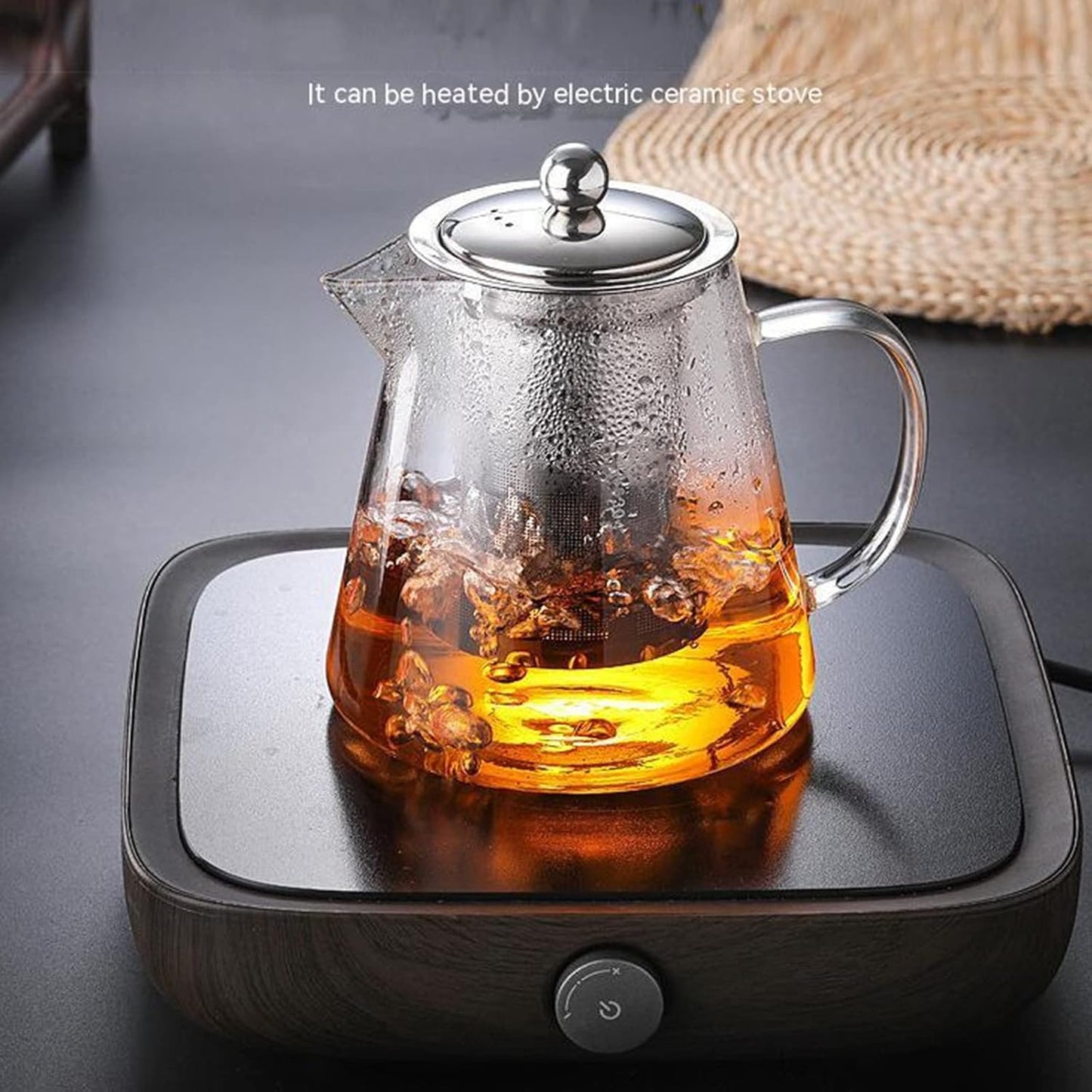 950ml (32oz) Upgraded Glass Teapot with Infuser,Heat Resistant with Removable Infuser, Borosilicate Clear Glass Tea Pots for Loose Leaf Tea and Blooming Tea Cook teapot