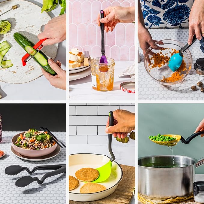 Dreamfarm Ultimate Set of The Best Silicone & Nylon Non-Stick-Safe Kitchen Cooking Utensils Set with Chopula, Supoons, Clongs Lite, Sharple, & Lestrain - Party Mix