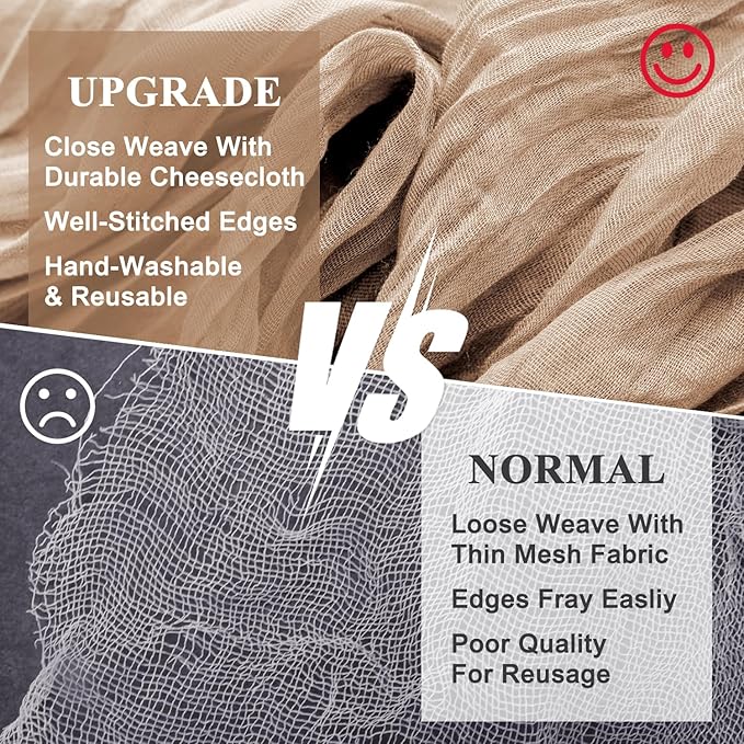 Wokceer Cheesecloth Table Runner 4Pack 10FT Nude Brown Boho Gauze Cheese Cloth Table Runner for Party Long Rustic Sheer Table Runners for Baby Bridal Shower Wedding Easter Table Decor