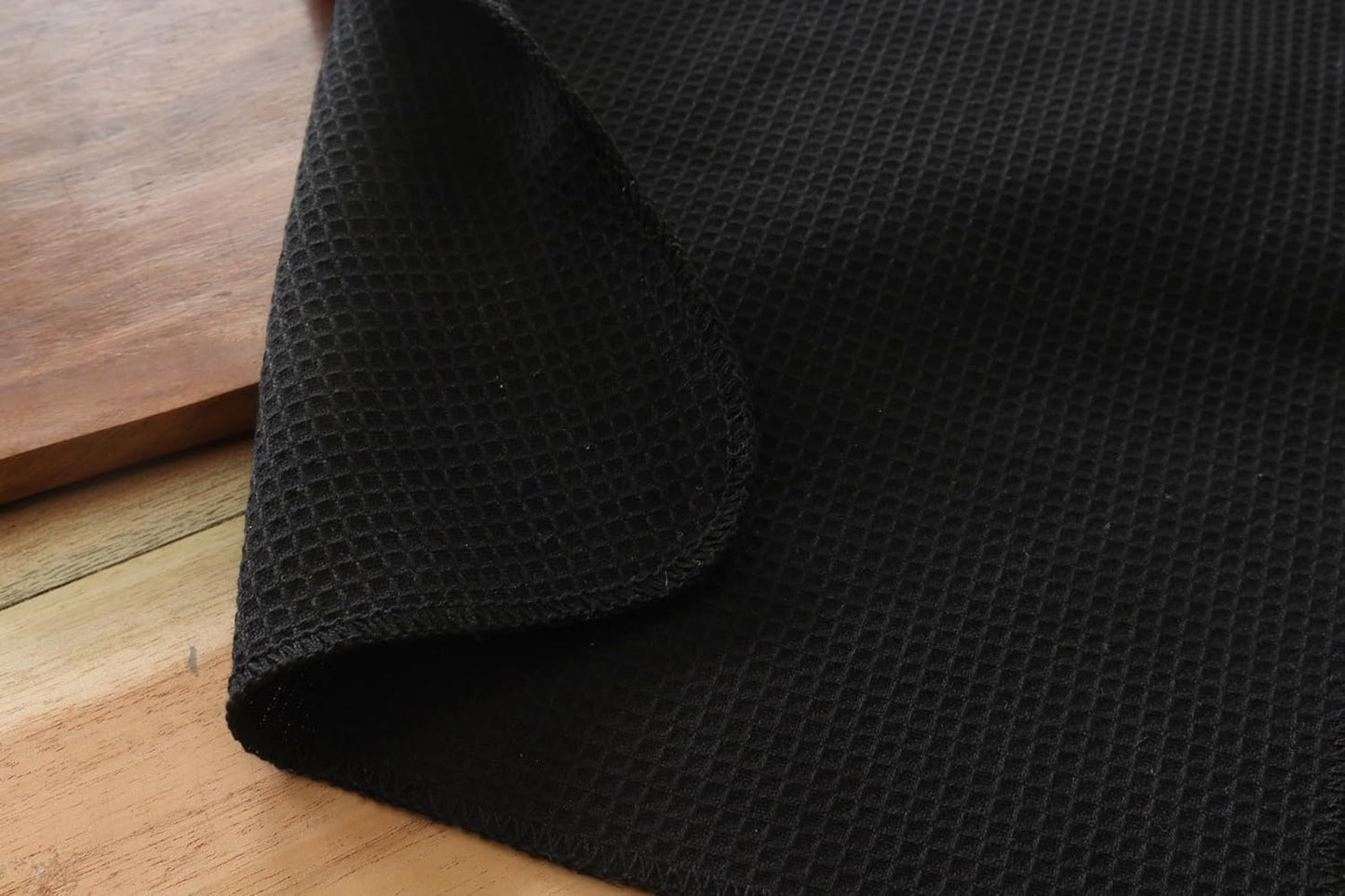 PurpleEssences Dish Cloths and Dish Rags - 6 Pack Waffle Weave Solid Kitchen Dish Wash Cloths, 100% Cotton, 12 x 12 Inches, Ultra Soft Absorbent Quick Drying - Spring Summer - Black