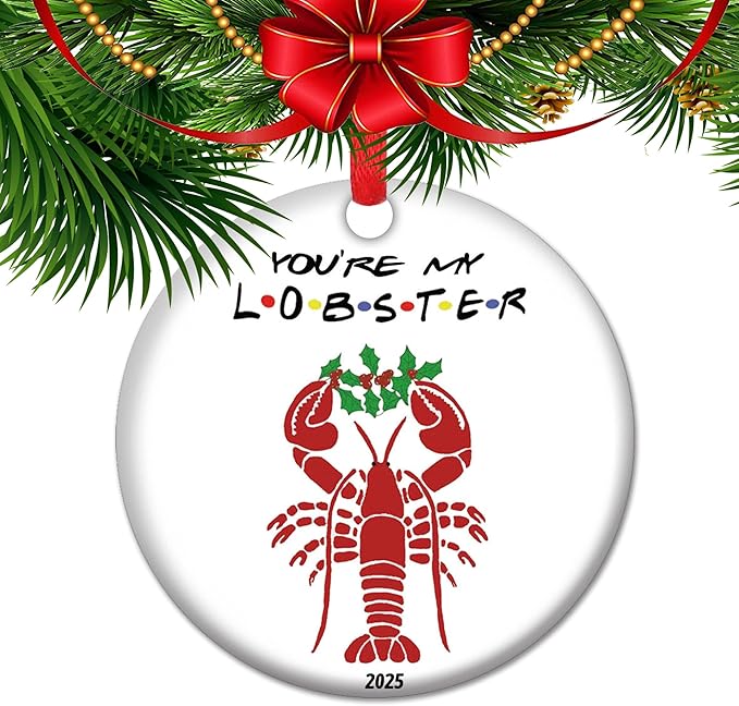 Youre My Lobster Ornament Friends TV Show Gift Anniversary Present for Partner Husband Wife Ceramic Keepsake Couples Christmas Decor