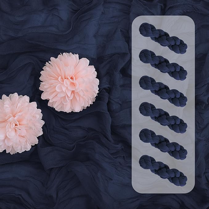Aktor 6 Pack Navy Blue Cheesecloth Table Runner 10Ft Gauze Table Runner Boho Semi Sheer Cheese Cloth Fabric Runners for Wedding Birthday Baby Shower Party Table Decoration（Navy Blue）