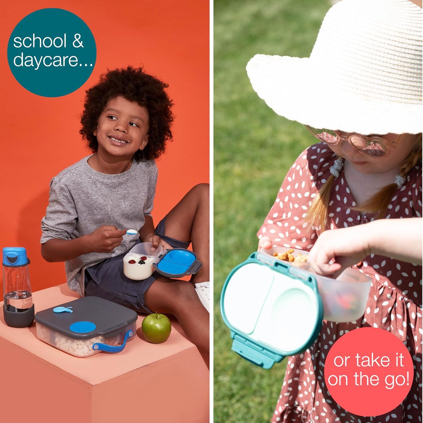 b.box Snack Box (2-pack) Reusable Snack Containers with Lids – Bento Box for Kids & Toddlers, Leakproof Lunch Box, BPA-Free and Dishwasher Safe Snack Container (S'shake + Lilac Pop, 1 3/4 Cup)