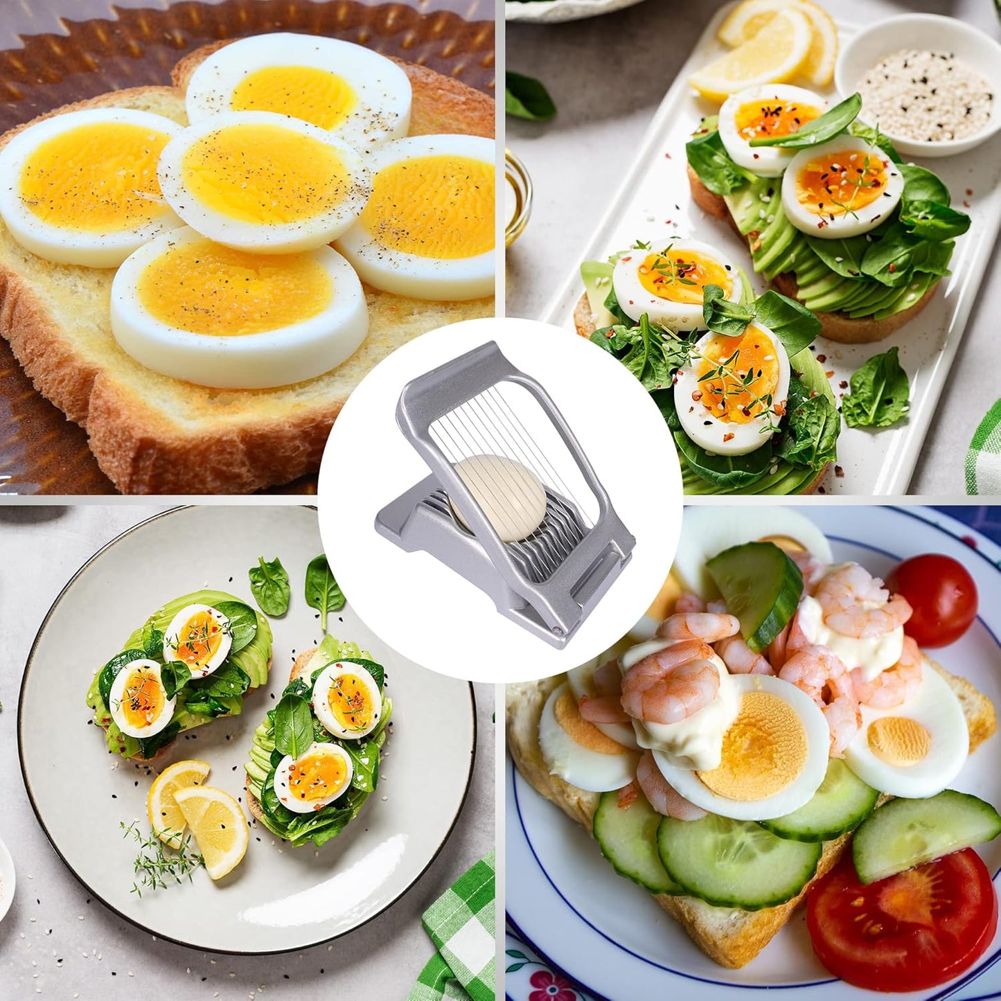 Egg Slicer for Hard Boiled Eggs,Stainless Steel Wire Multipurpose Egg Cutter Strawberry Slicer Tomato Slicers for Home Use (Black Red)