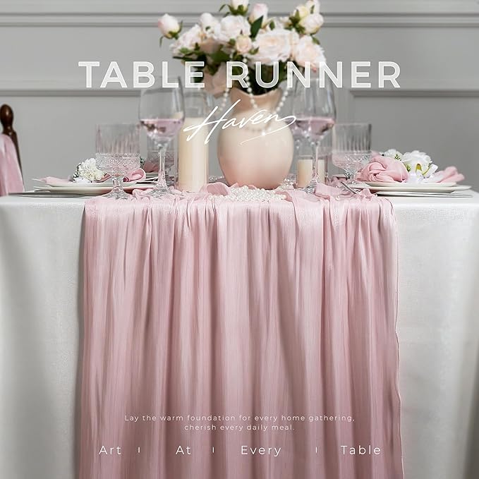 Leetaltree Dazzle Table Runner-Luxury Scarf Table Runner 120 Inch 10FT - Liquid Silk Shine, Elegant Gift Set with Card for Wedding, Christmas, Baby Shower,Holiday & Home Decor (Pink, Set of 3)