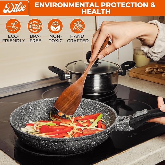 Wooden Kitchen Utensil Set, Cooking Spoons with Storage Holder, Non Stick, Heat Resistant and Lightweight, 7 Pcs Set, Teak Wood