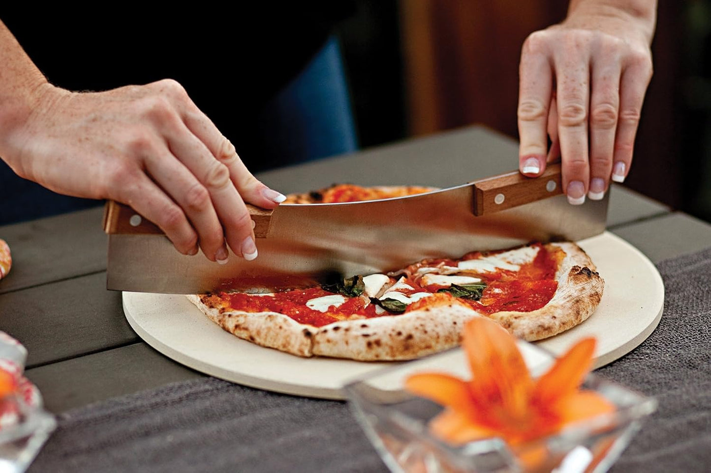 Outset Pizza Stone For Grill and Oven, 16.5" Round Pizza Tile
