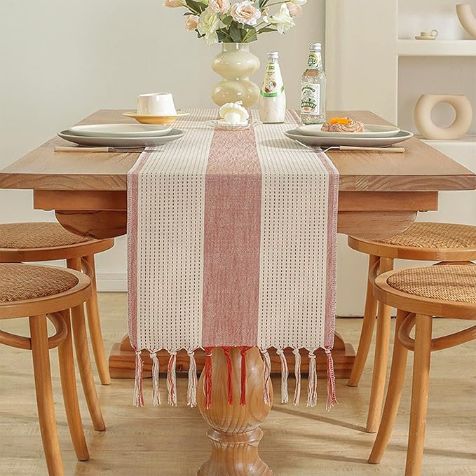 Niviy Orange Fall Table Runner 72 Inches Long, Boho Farmhouse Seasonal Thanksgiving Decor Washable Table Runners Fall Decorations for Home (Orange, 12"×72")