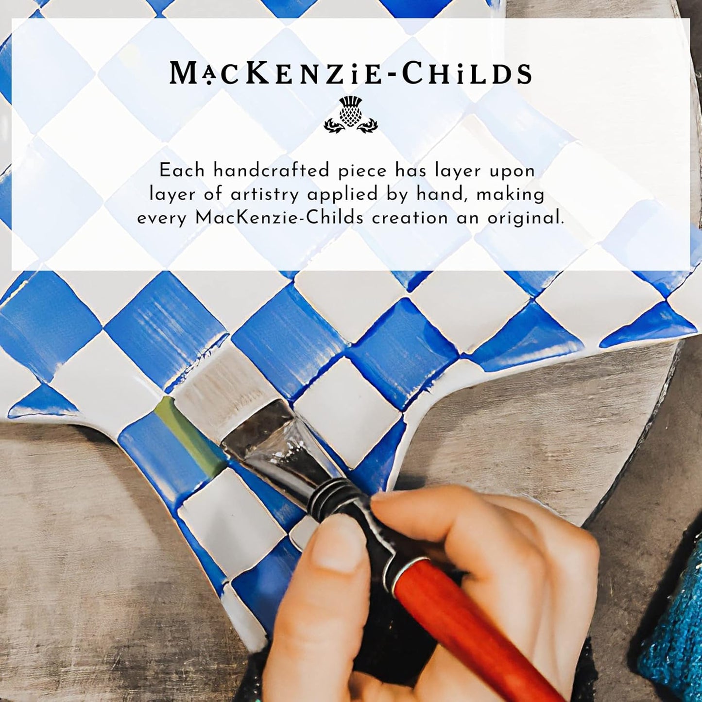 MACKENZIE-CHILDS Enamel Dipping Bowl, Small Serving Bowl for Entertaining, Blue-and-White Royal Check