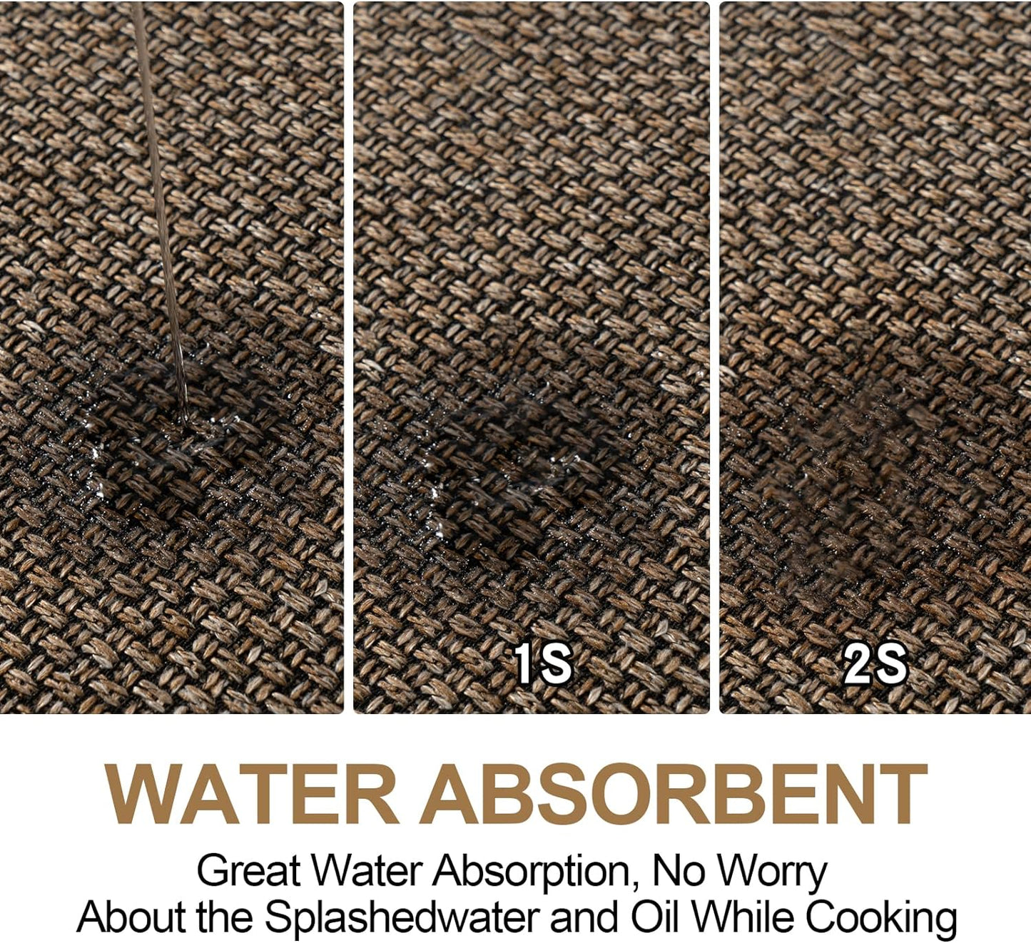Fan Shaped Kitchen Mat 1 PCS, Cushioned Non Slip Rugs for Kitchen Floor, Absorbent Runner Comfort Standing Mats Washable for Kitchen, Office, Home (Brown, Radius 47")