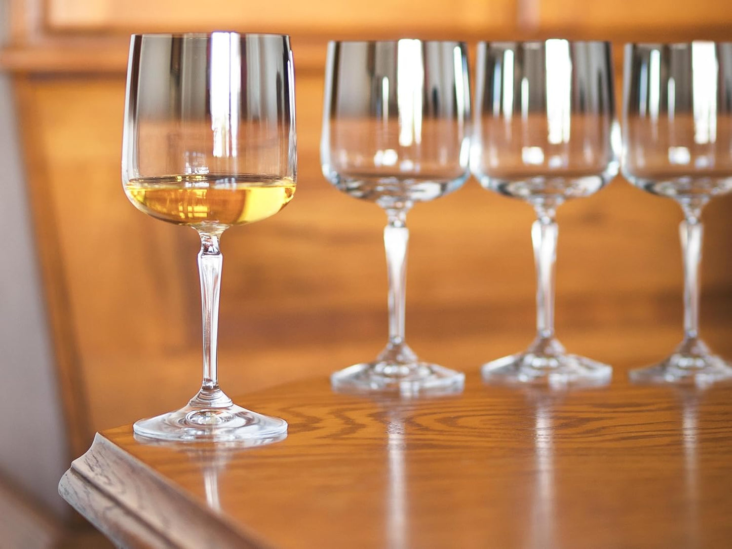 Barski Wine Glasses - Set of 4 - Water Glass -Smoked Metallic Ombre- Stemmed - 12 Oz. - for Red or White Wine or Water - Made in Europe