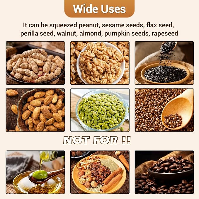 900W Electric Oil Press Machine, Automatic Cold & Hot Oil Extractor with 304 Stainless Steel, Home Oil Maker for Peanut, Sesame, Walnut, Almond, Pumpkin Seed, Rapeseed