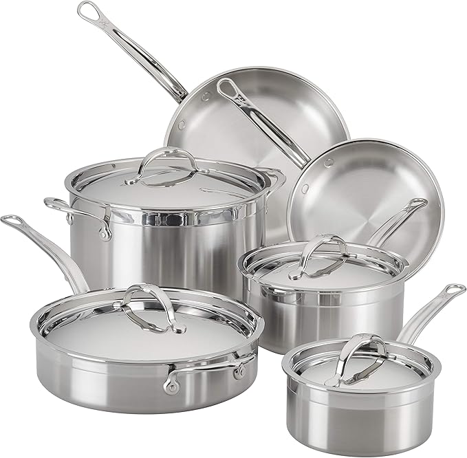 Hestan - ProBond Collection - Professional Clad Stainless Steel 10-Piece Ultimate Cookware Set, Induction Cooktop Compatible