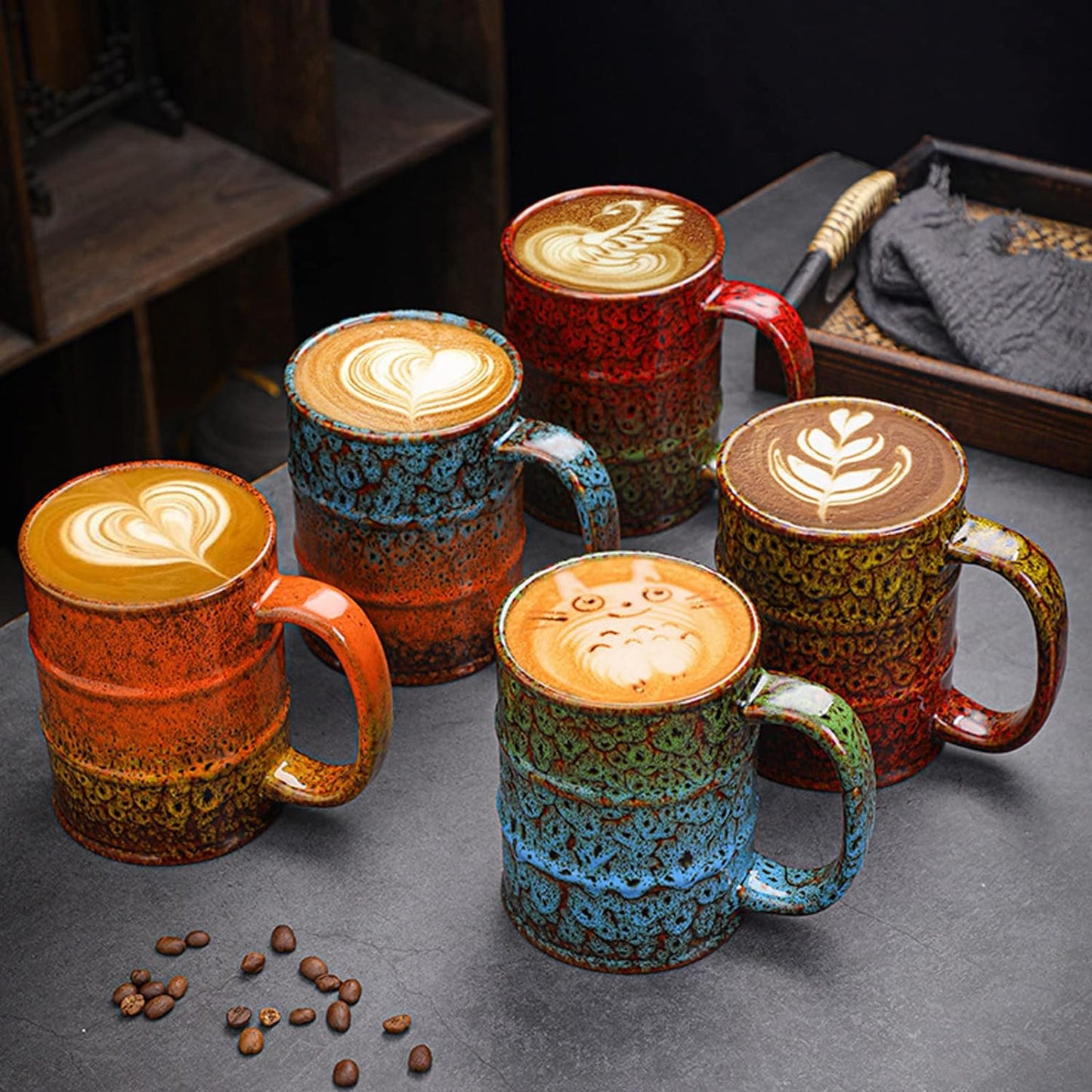 Coffee Mug,20 oz Coffee Mugs Ceramic Tea Cup Large Coffee Mug for Office and Home - Dishwasher and Microwave Safe Ceramic Coffee Mug(1, Red and Green)