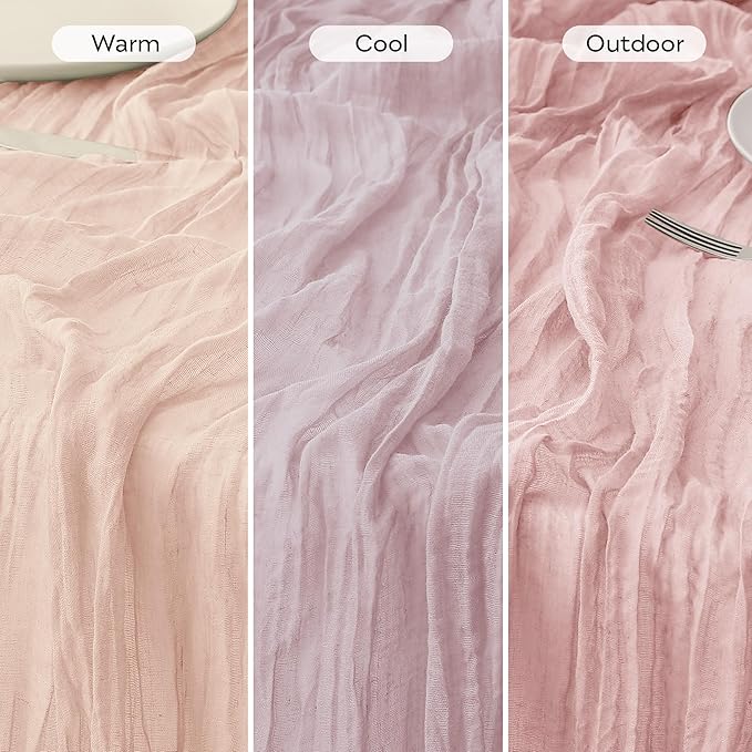 Leetaltree 6 Pack Dusty Pink Cheesecloth Table Runner, 35x120 Inch Boho Rustic Cheese Cloth Table Runner, Decorative Table Runners for Bridal Baby Shower Decorations or Wedding Table Decorations