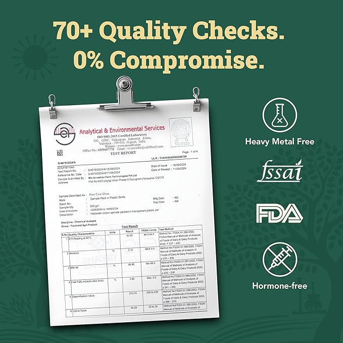 Anveshan Cow Ghee | Traditionally Bilona-Churned |Gut friendly |Keto friendly |High smoke point | Sustainably sourced | Casein free| Clarified Butter | 16.8 Fl. Oz (500mL)