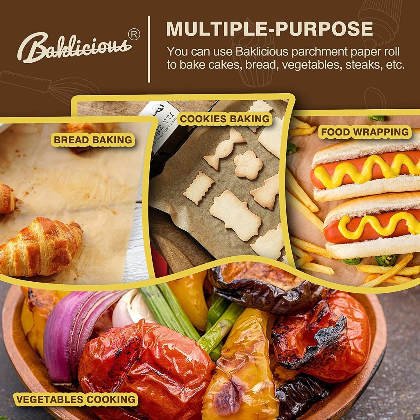 Unbleached Parchment Paper Roll for Baking, 2 Pack of 15 In X 210 Ft Non-stick Baking Parchment Paper, Food Grade Cooking Paper for Baking Bread, Cookies,Pans, Oven, Air Fry