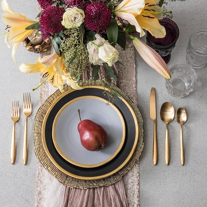Fortessa Velo Brushed Flatware Set, 20-Piece, Brushed Gold