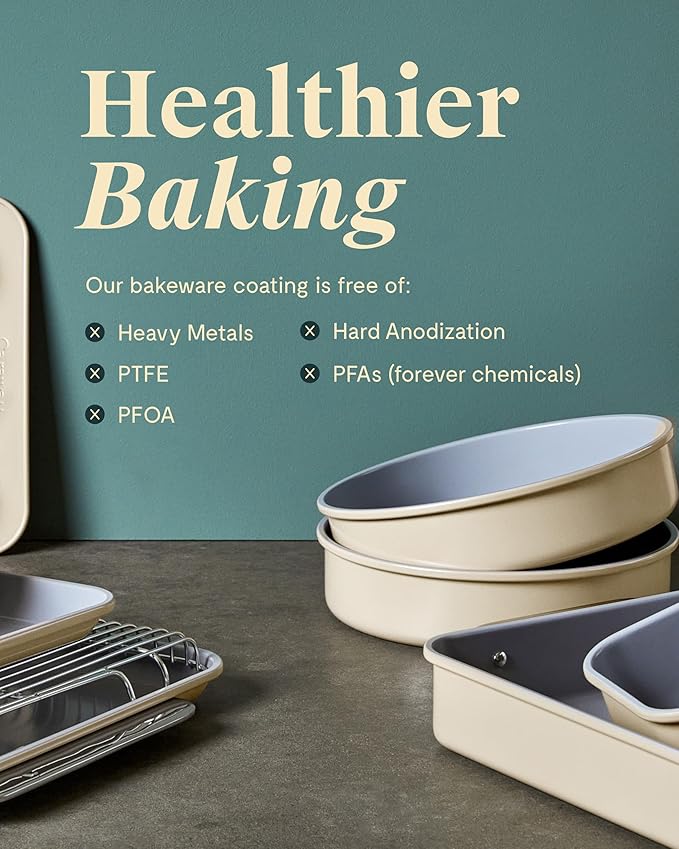 Caraway Non-Stick Ceramic 1 lb Loaf Pan Duo - Naturally Slick Ceramic Coating - Non-Toxic, PTFE & PFOA Free - Perfect for Pound Cakes, Breads, & More - Sage