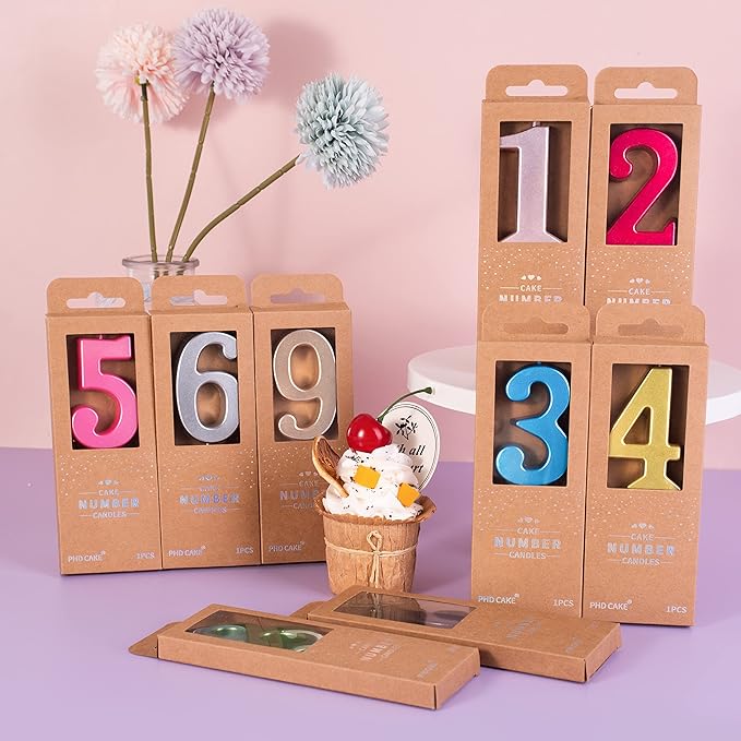 PHD CAKE 2.76 Inch Elegant Pink 1 Number Birthday Candles, Pink Number Candles, Cake Number Candles, Party Celebration