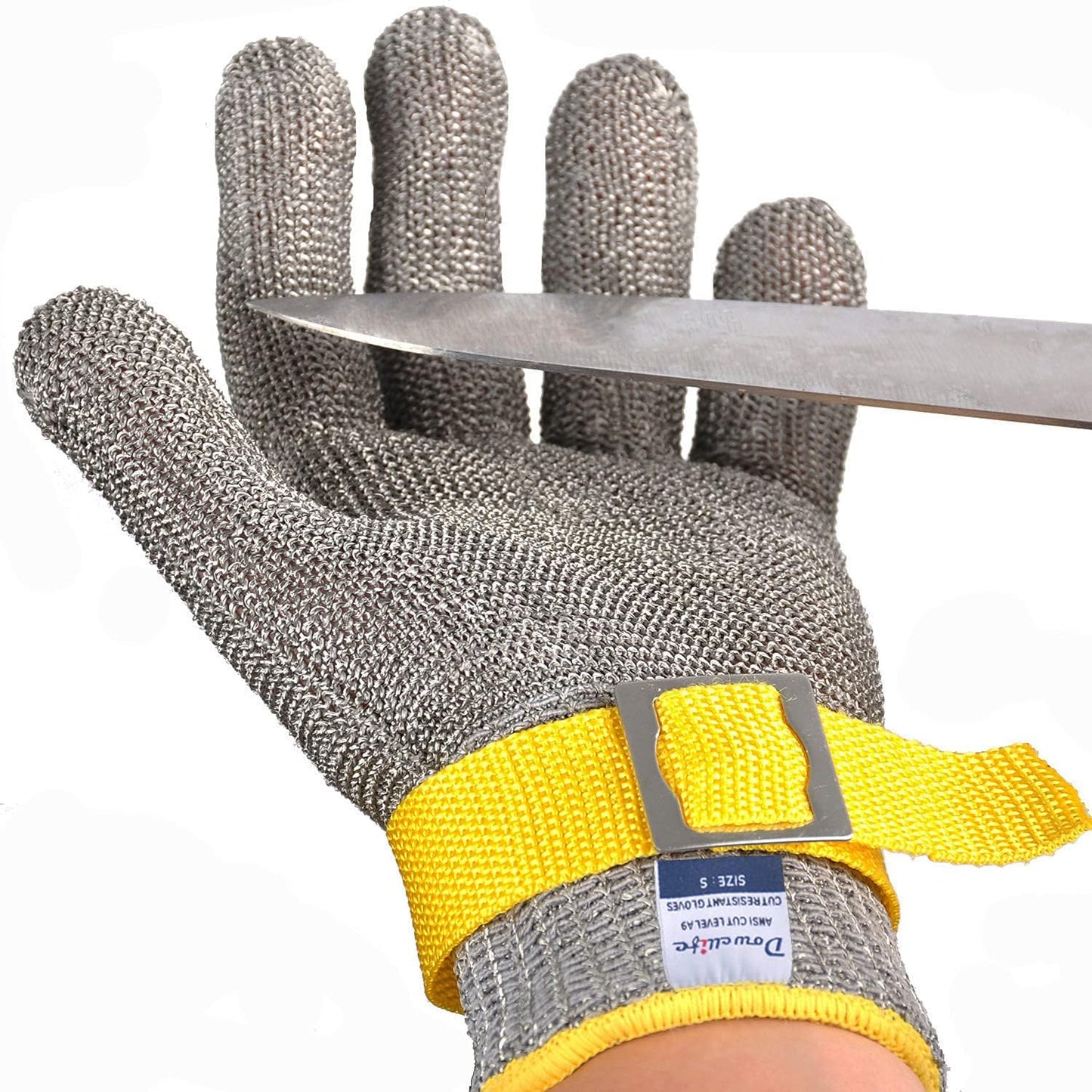 Dowellife ANSI A9 Cut Resistant Glove Food Grade, Stainless Steel Mesh Metal Knife Cutting Glove for Butcher Meat Cutting Oyster Shucking Kitchen Mandoline Chef Slicing Fish Fillet (X-Large)