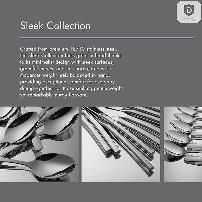 30-Piece Flatware Set For 6, Modern Sleek Design Silverware Set, 18 10 Stainless Steel Utensils, Include Knife/Fork/Spoon, Mirror Polished Set of Cutlery, Dishwasher Safe