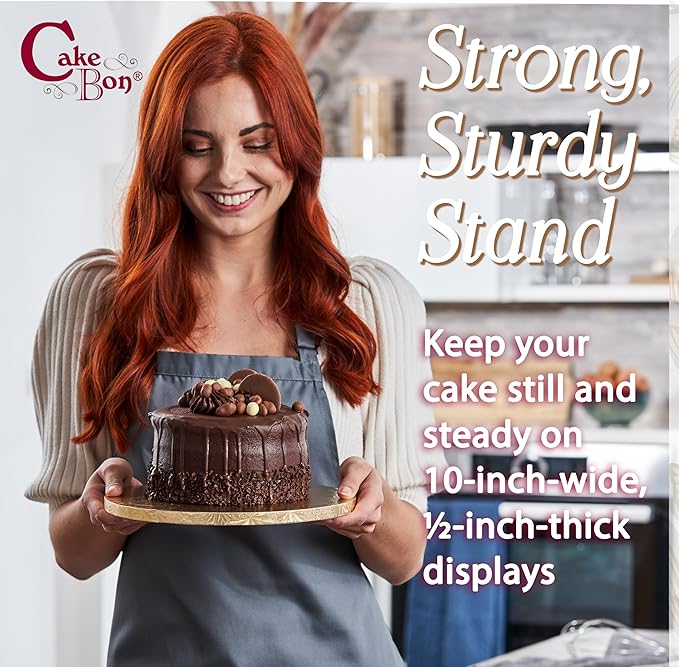 Cakebon Cake Boards - Sturdy 1/2 Inch Thick Drums - 10 Inch Professional Smooth Straight Edges Gold 1-Pack
