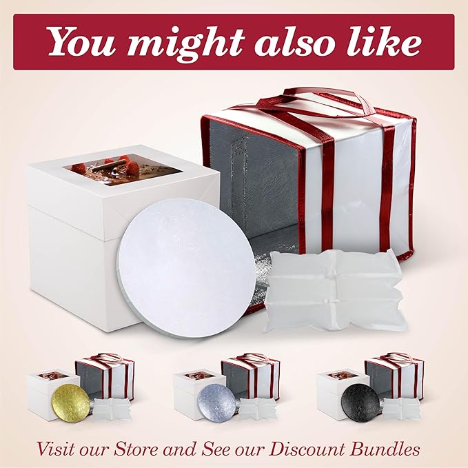 Cakebon Cake Boards - Sturdy 1/2 Thick Drums - 12 Inch Professional Fully Wrapped Edges Black 6-Pack