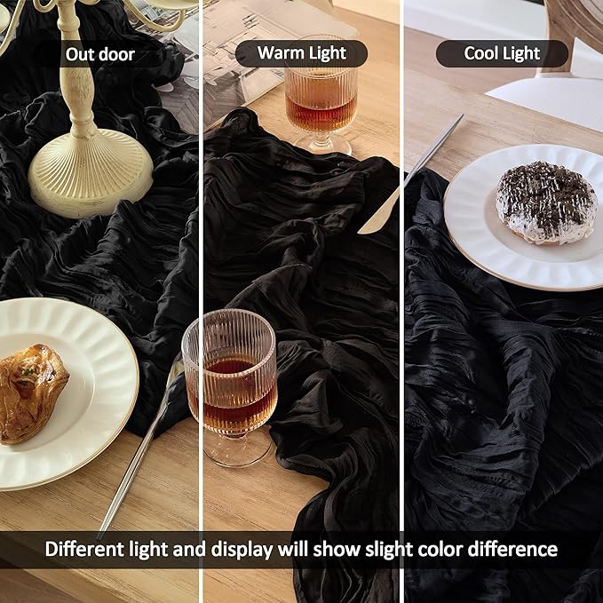 6 Pack Cheesecloth Table Runner 120 Inch Boho Rustic Gauze 10 FT Black Cheese Cloths Table Runners Decorations for Halloween Birthday Party Baby Shower Wedding Holiday Home Decor